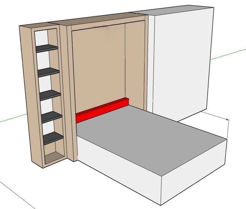 Mobile trasformabile per monolocale con letto trasformabile, armadio scorrevole, colonna libreria