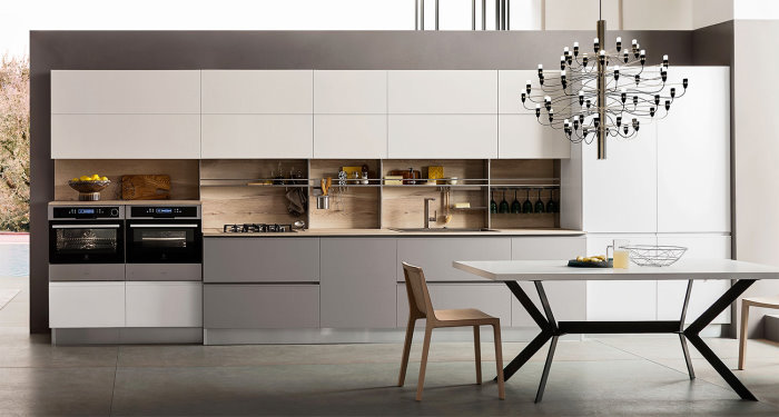 *CLICCA E SCOPRI QUESTA CUCINA* <br/> Cucina con pensili con apertura a pacchetto con luce led integrata