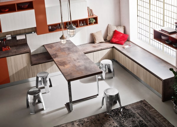 Cucina con laminato in effetto corten Six 08