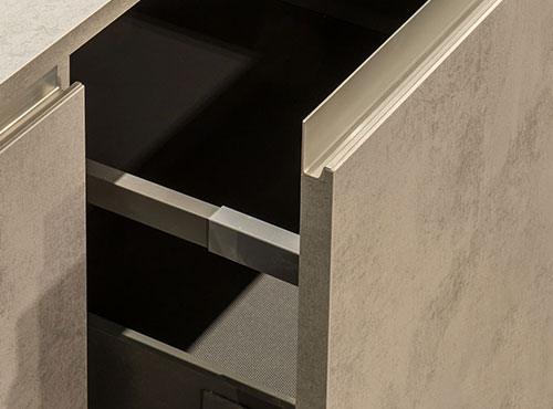 Black kitchen drawer with matching edge
