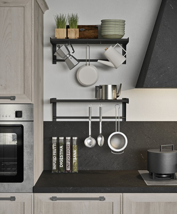 Cucina su misura con barra portautensili super accessoriata