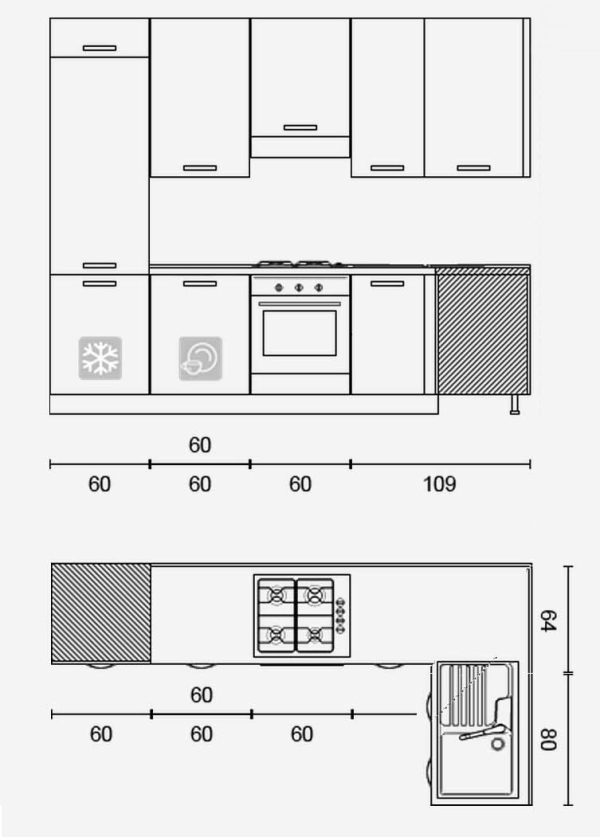 Progetto cucina ad angolo piccola