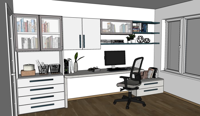 Zona home office - render del progetto