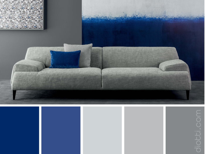 Palette cromatica con blu e scala di grigi