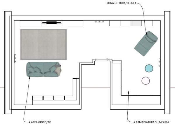 Pianta progetto mansarda realizzato da EasyRelooking