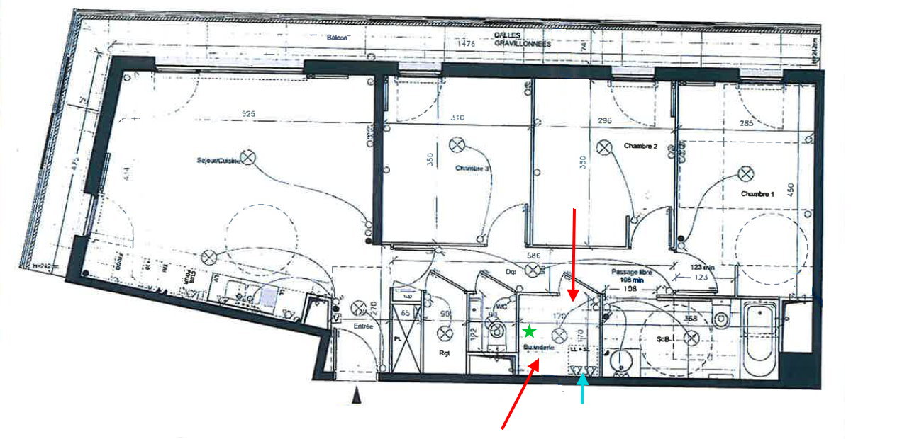 Piantina della casa con evidenziata la zona lavanderia.