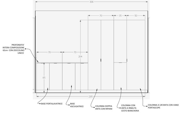 Progetto di armadio per corridoio e render realizzati da EasyRelooking