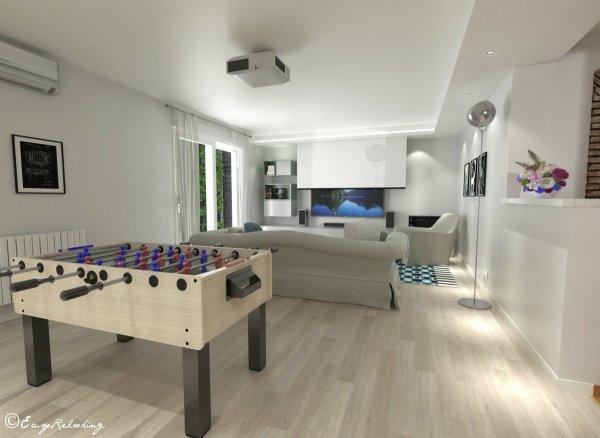 Render fotorealistico delle zone gioco e relax