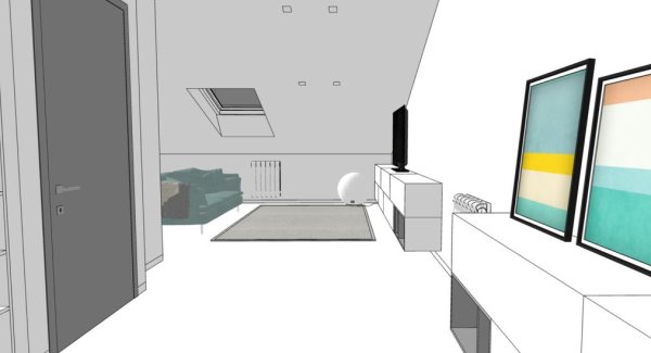 Render progetto - visione sulla zona tv