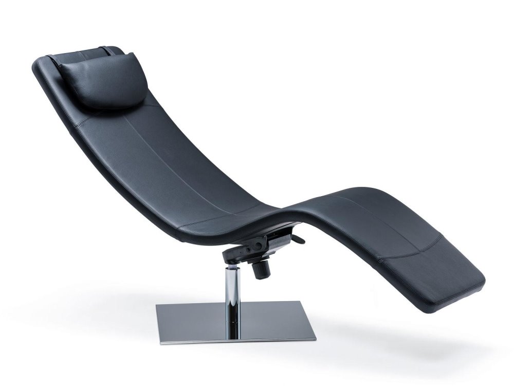 Chaise longue girevole in pelle nera | Casanova