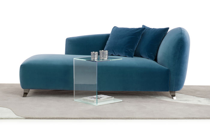 Chaise longue in velluto Gilmour con tavolino in vetro Multiglass