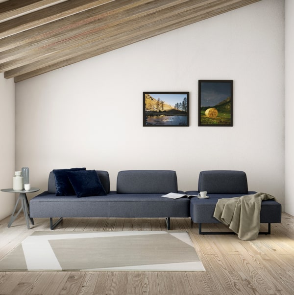 Divano modulare per salotto con soffitto inclinato Prisma Air