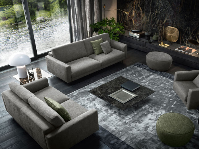 Oakland - collezione di divani lineari a 3 posti con zona relax centrale