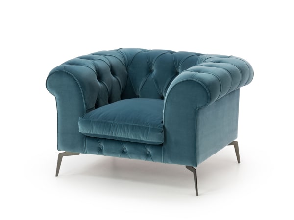 Poltrona chesterfield blu Bellagio