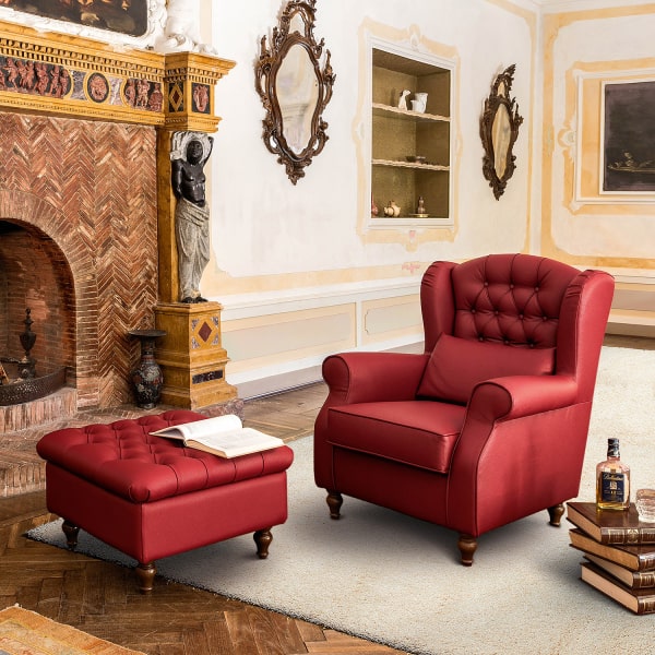 Poltrona chesterfield rossa Laurence