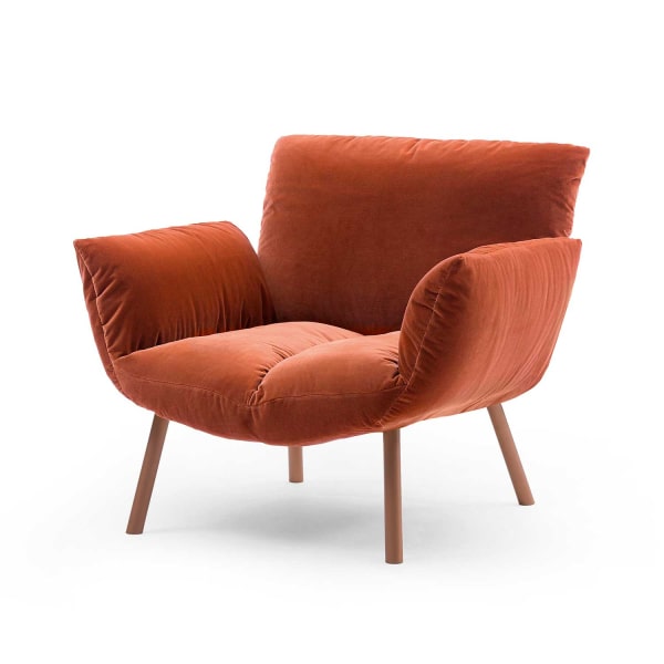 Poltrona in velluto arancione Pil Armchair