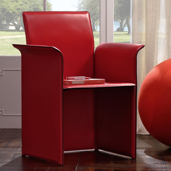 Poltroncina originale in cuoio rosso Gaviota