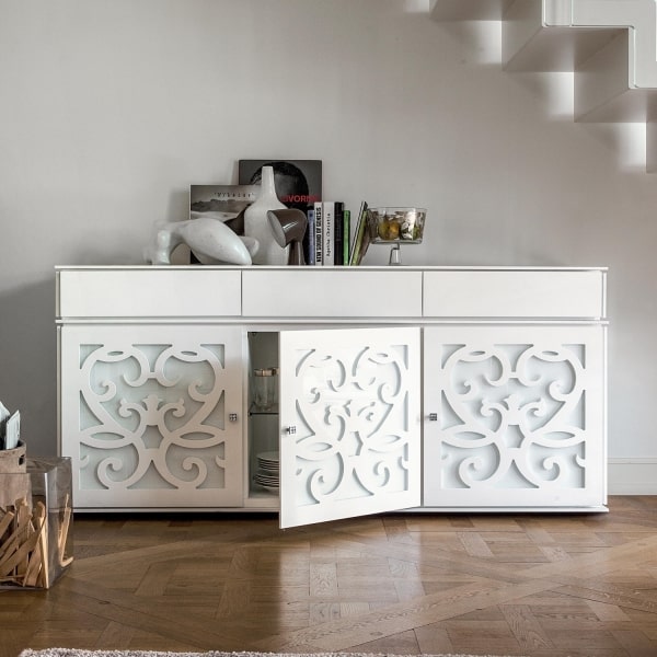 Credenza bianca intagliata Paris