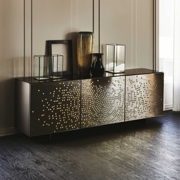 Credenza in vetro specchiato bronzo Voyager