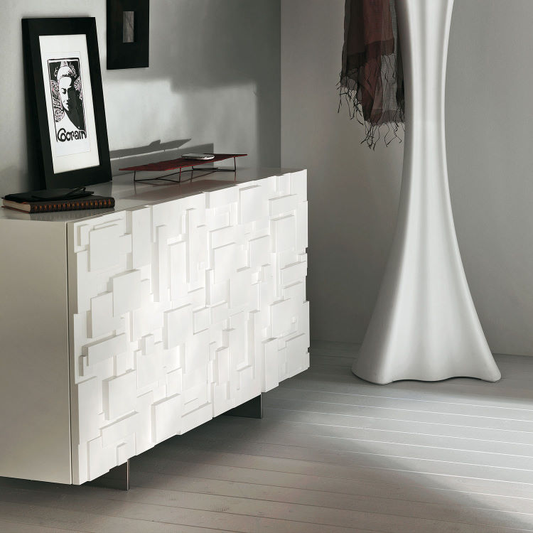 Credenza da ingresso bianca dal design particolare - Labyrinth