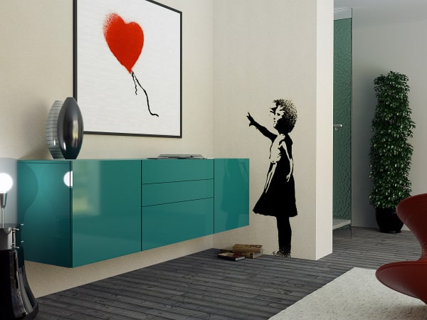 Credenza sospesa laccata colorata - Plan