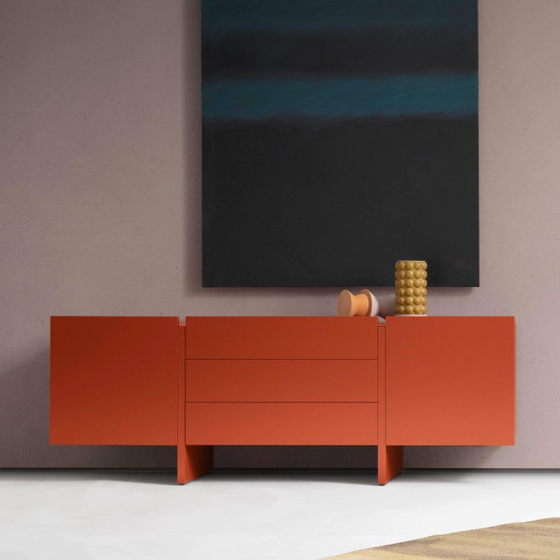 Credenza arancione per living con cucina | Arrow
