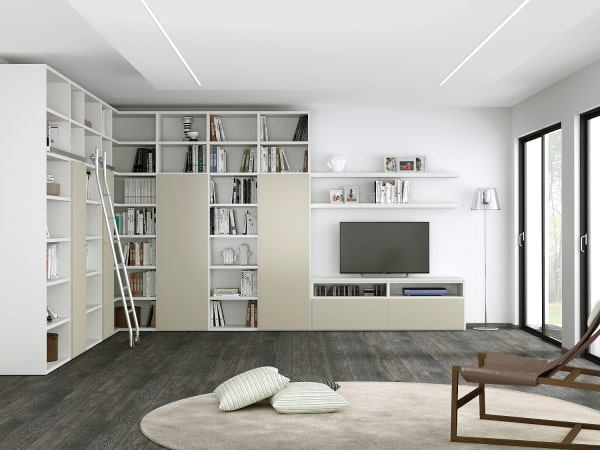 Libreria componibile angolare con mobile TV - Collezione Almond