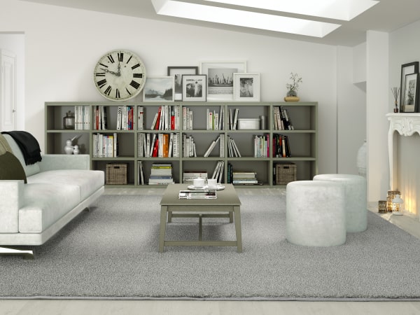 Libreria componibile bassa per soggiorno con soffitto spiovente - Collezione Almond