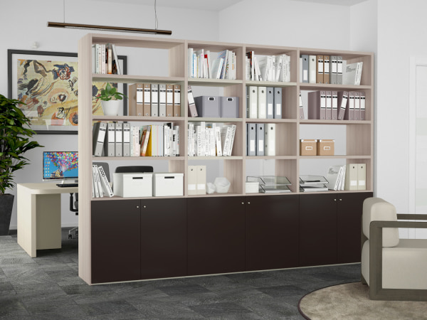 Libreria componibile semi chiusa con ante Almond