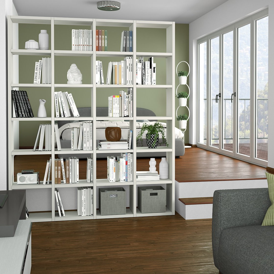 Libreria Almond in laminato bianco cera fine