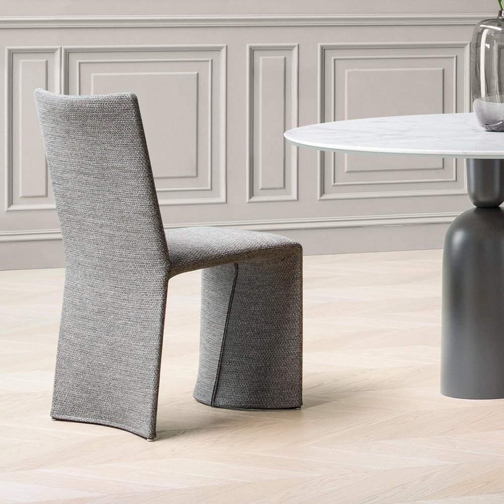 Sedia di design rivestita in tessuto grigio senza braccioli Ketch
