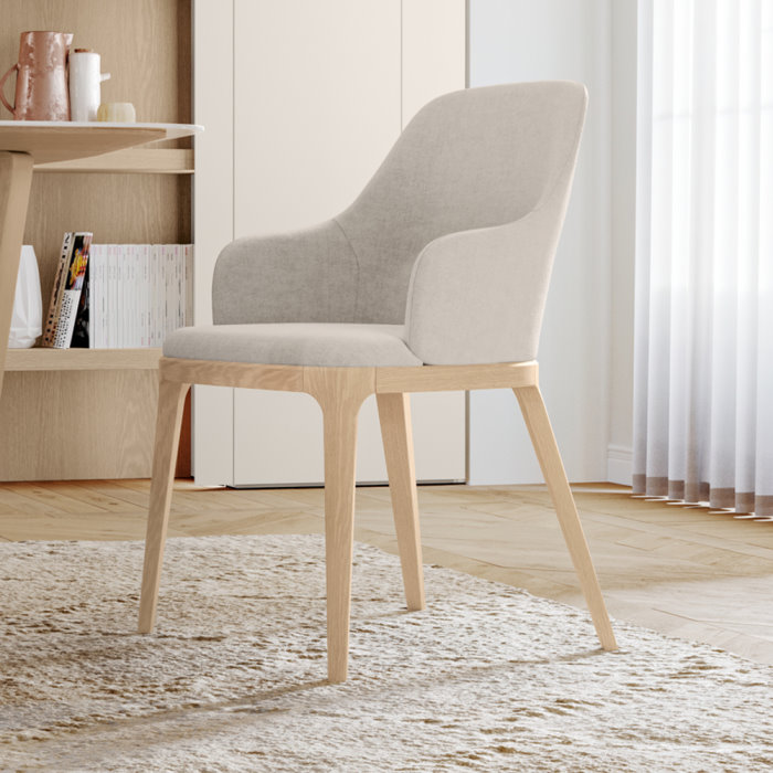 Sedia in stile scandinavo in tessuto e legno di rovere naturale Elise