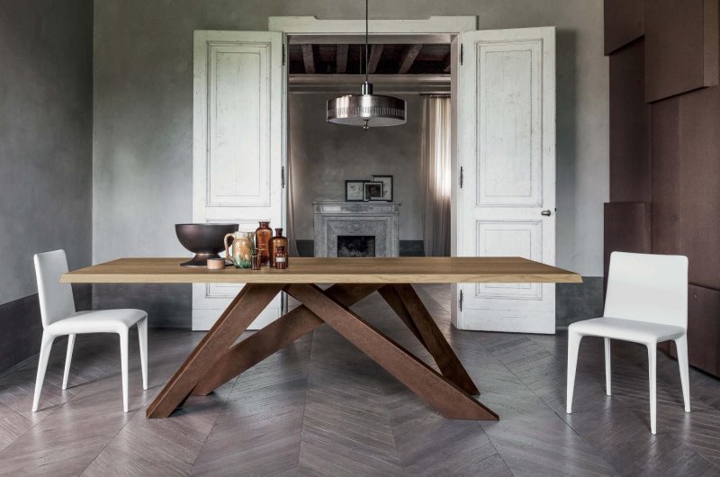 Tavolo moderno e di design in legno e metallo | Big Table di Bonaldo